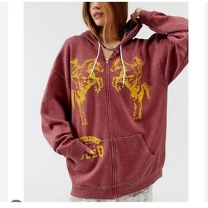 Project Social T Western Rodeo Zip-Up Hoodie Sweatshirt Size S/M